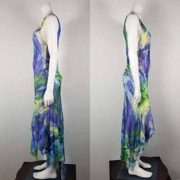 Komarov Purple Blue Green Sheer Dress Sz XL Item #9517 - Picture 2 of 14